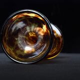 Amber blown glass candle holder – Art Deco style – 24.5 cm