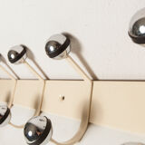 Wall coat rack 12 hooks balls 1970 beige and chrome