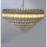 Contemporary clear quadriedro murano glass chandelier