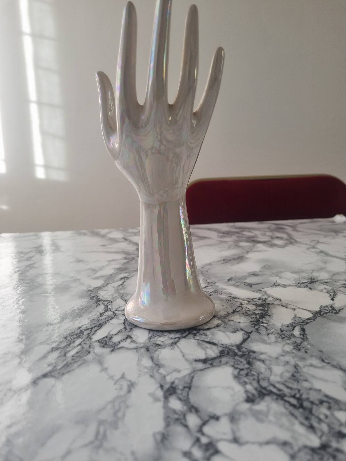 Iridescent white vintage bud vase