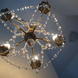 Bronze chandelier and crystal pendants – 5 lights