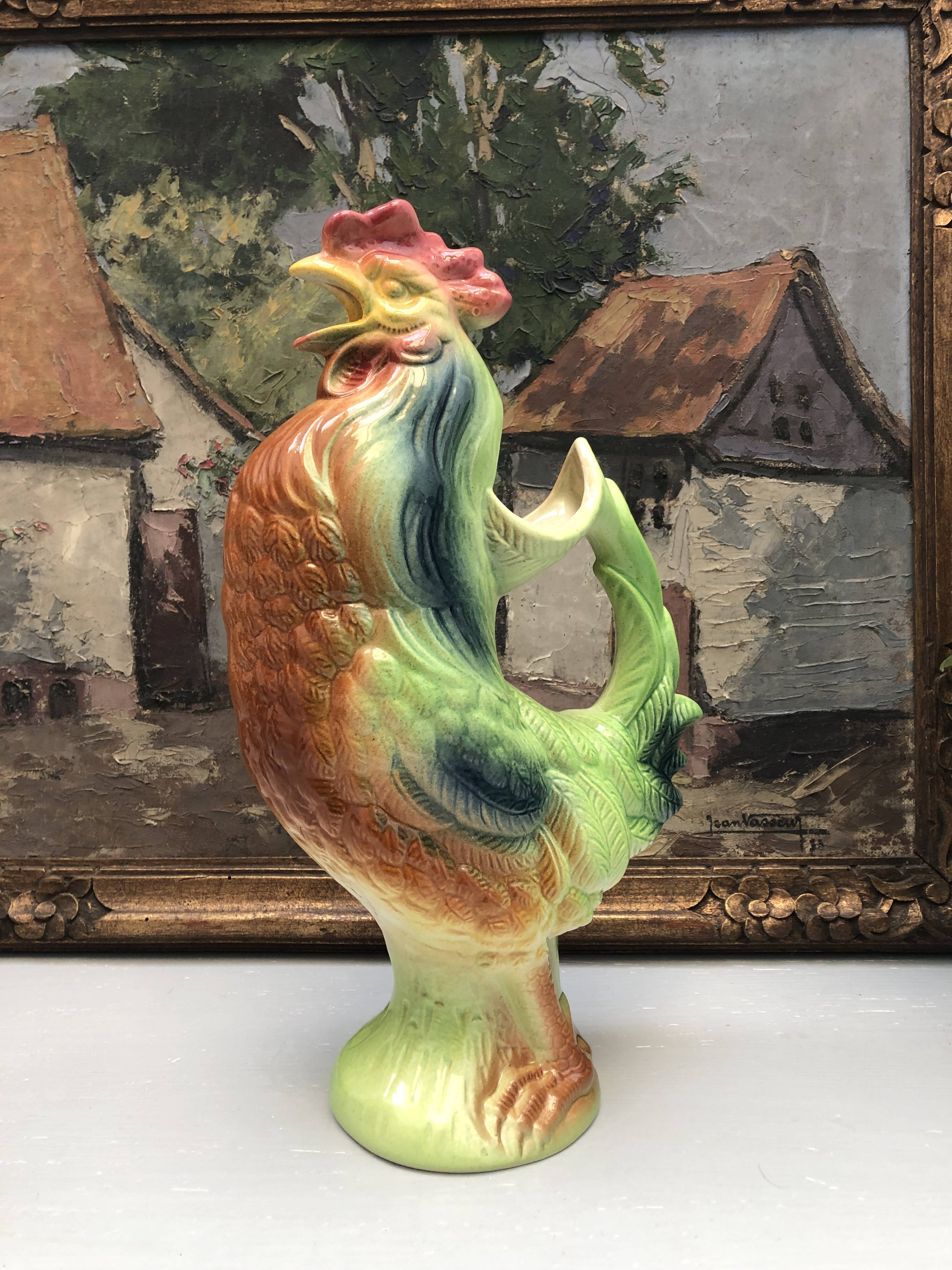 Pichet carafe COQ en barbotine France