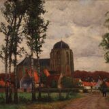Great landscape painting signed G. V. Hoven and dated 1918