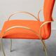 Set of 4 vintage golden metal and orange fabric chairs, 1970s modernist