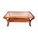 Vintage rattan coffee table and cannage and smoked glass top - 70s