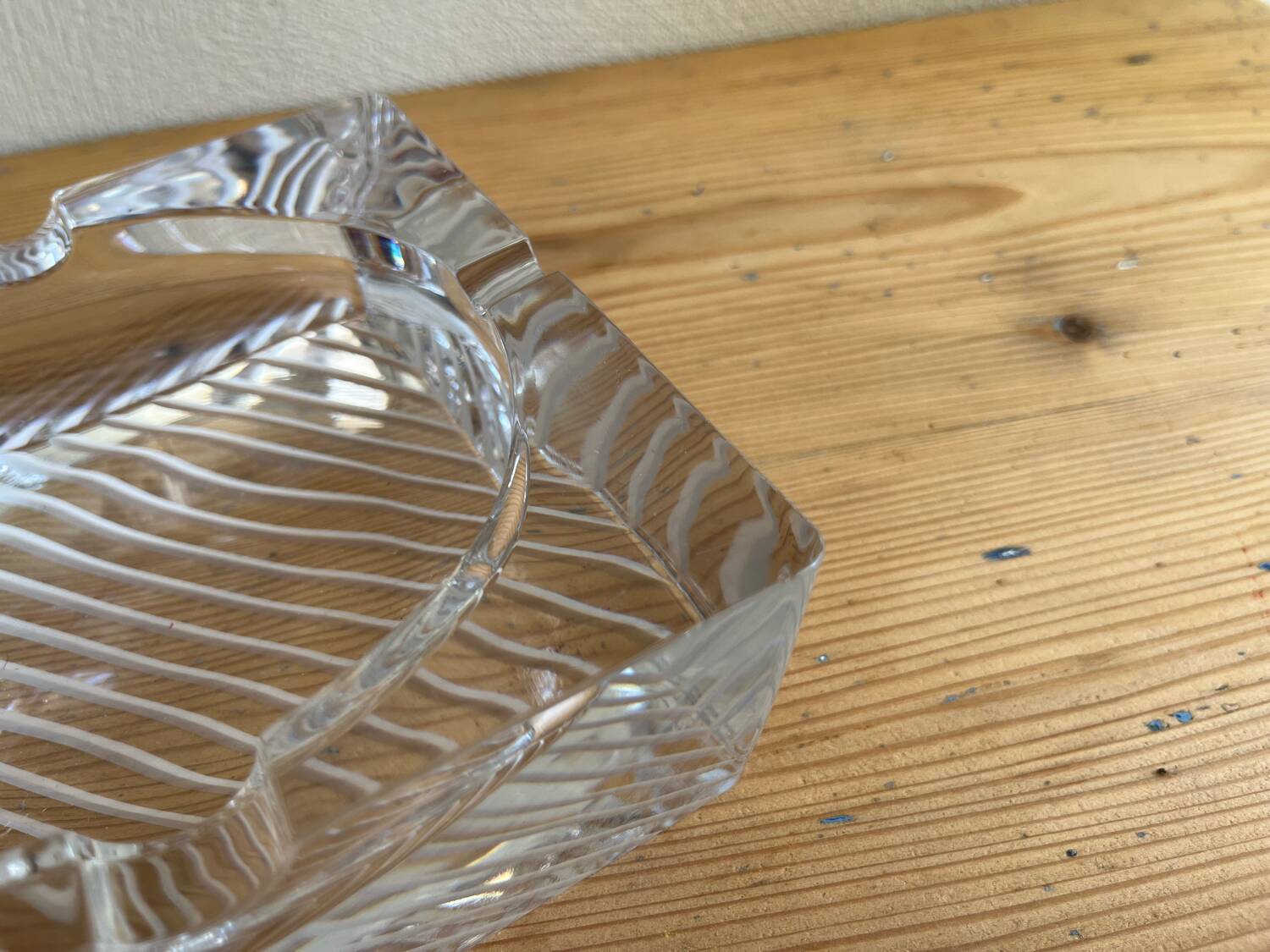 Square striped crystal ashtray / catchall J.G. Durand