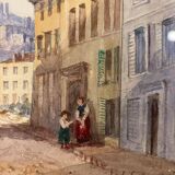Old painting, landscape of Provence, Hyères, signed, early XX century