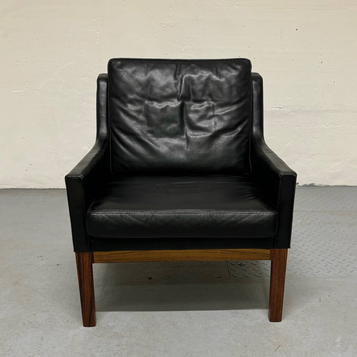 Fauteuil lounge en cuir du milieu du siècle par Kai Lyngfeldt-Larsen, Danemark, années 1960