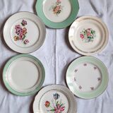 Flat antique earthenware plates with gilded edges