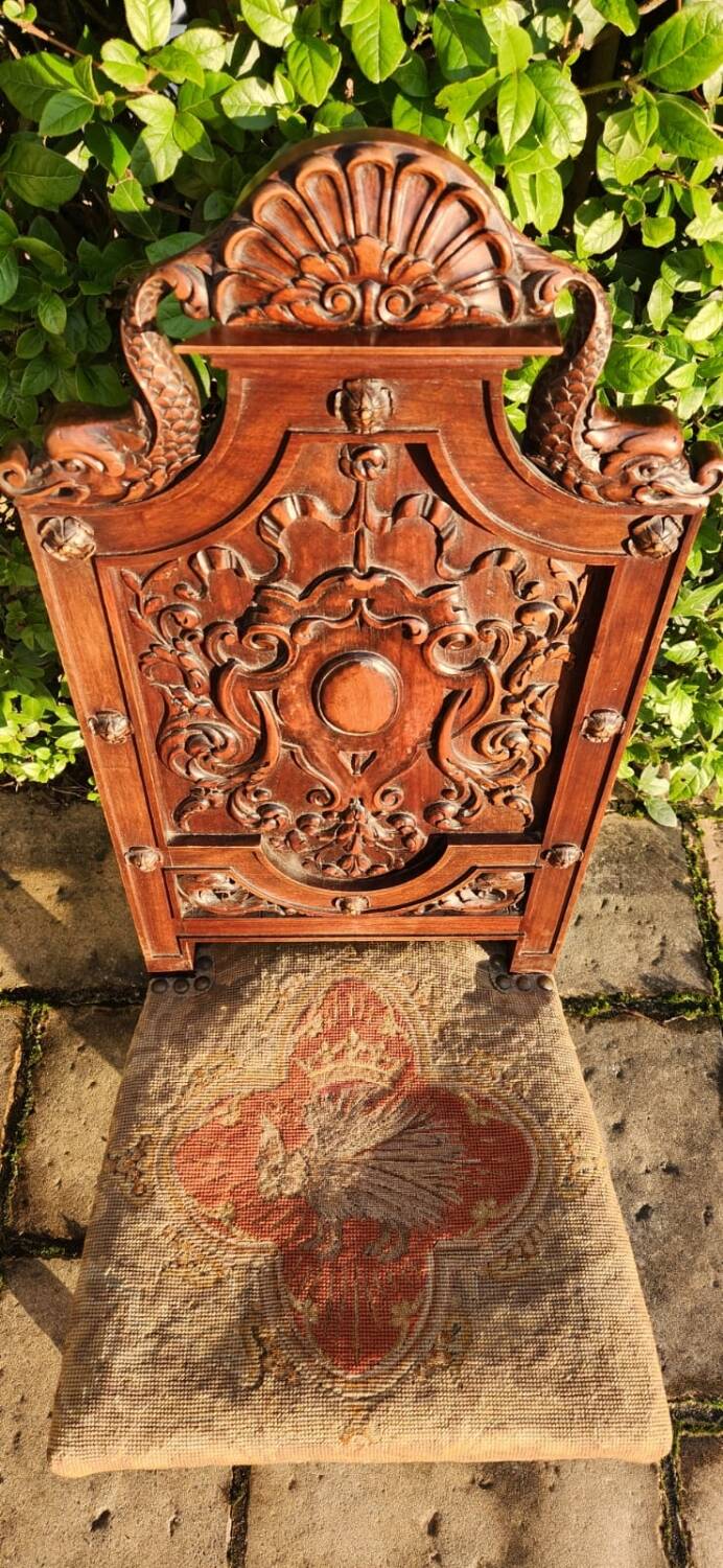 Antique carved walnut chair