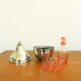 Chrome pear with pitcher and 6 glasses pink
