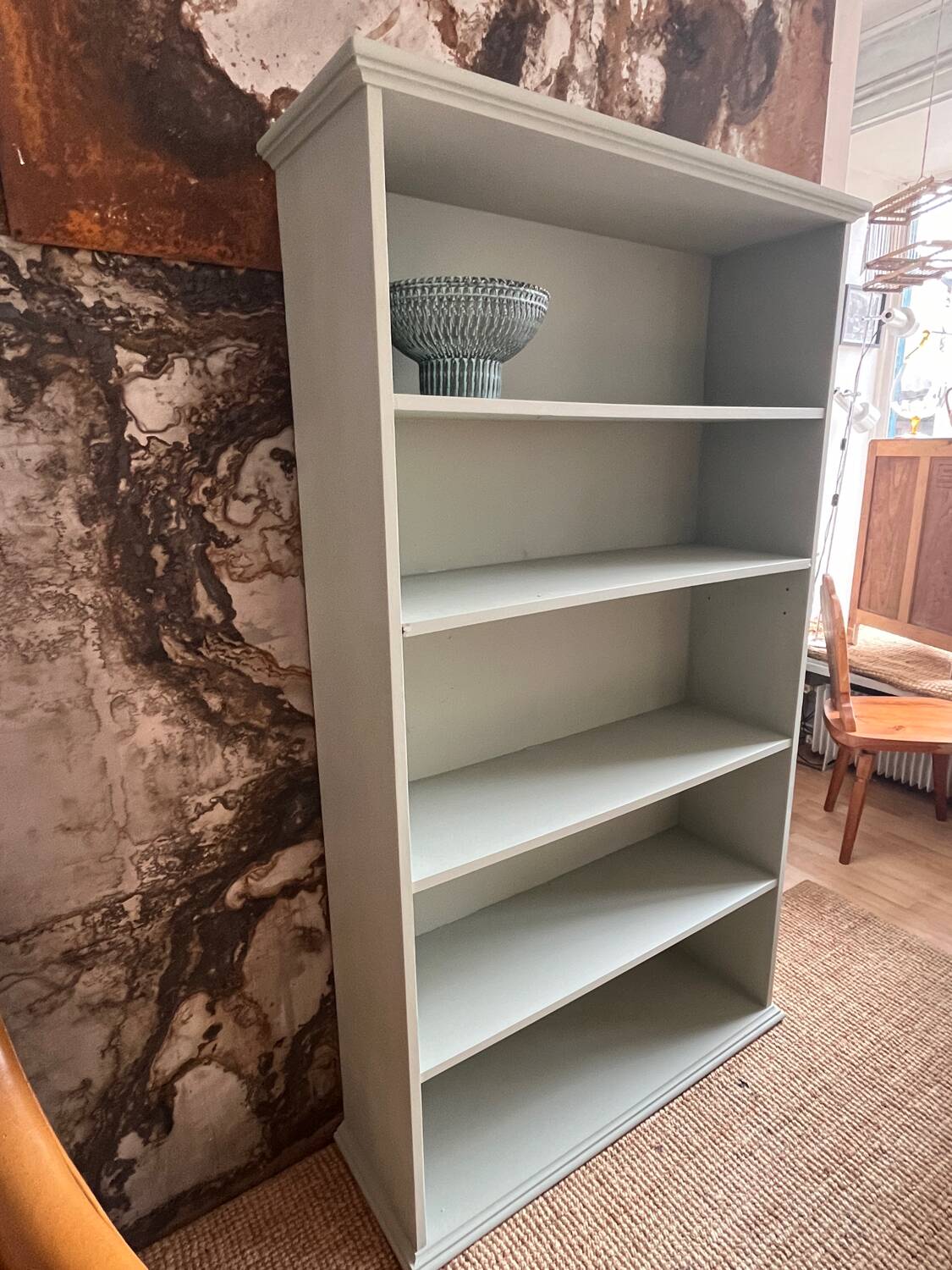Celadon green bookcase