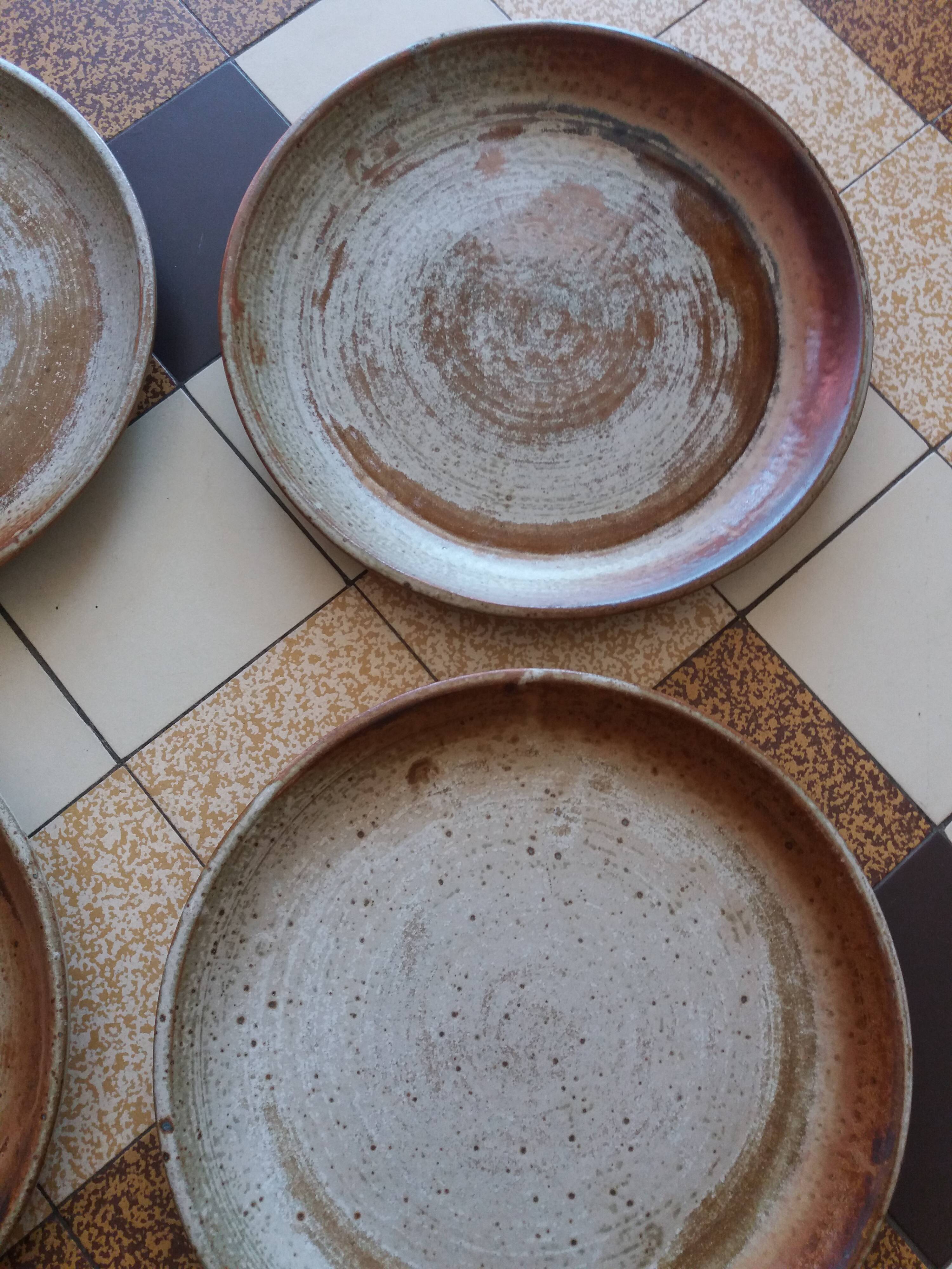 Puisaye stoneware dinner plates by Jean-Pierre Prud'homme