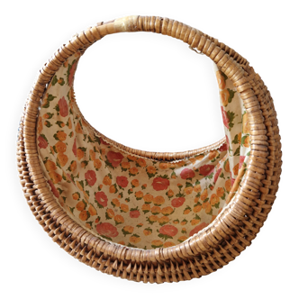 Handmade wicker half-moon picking basket