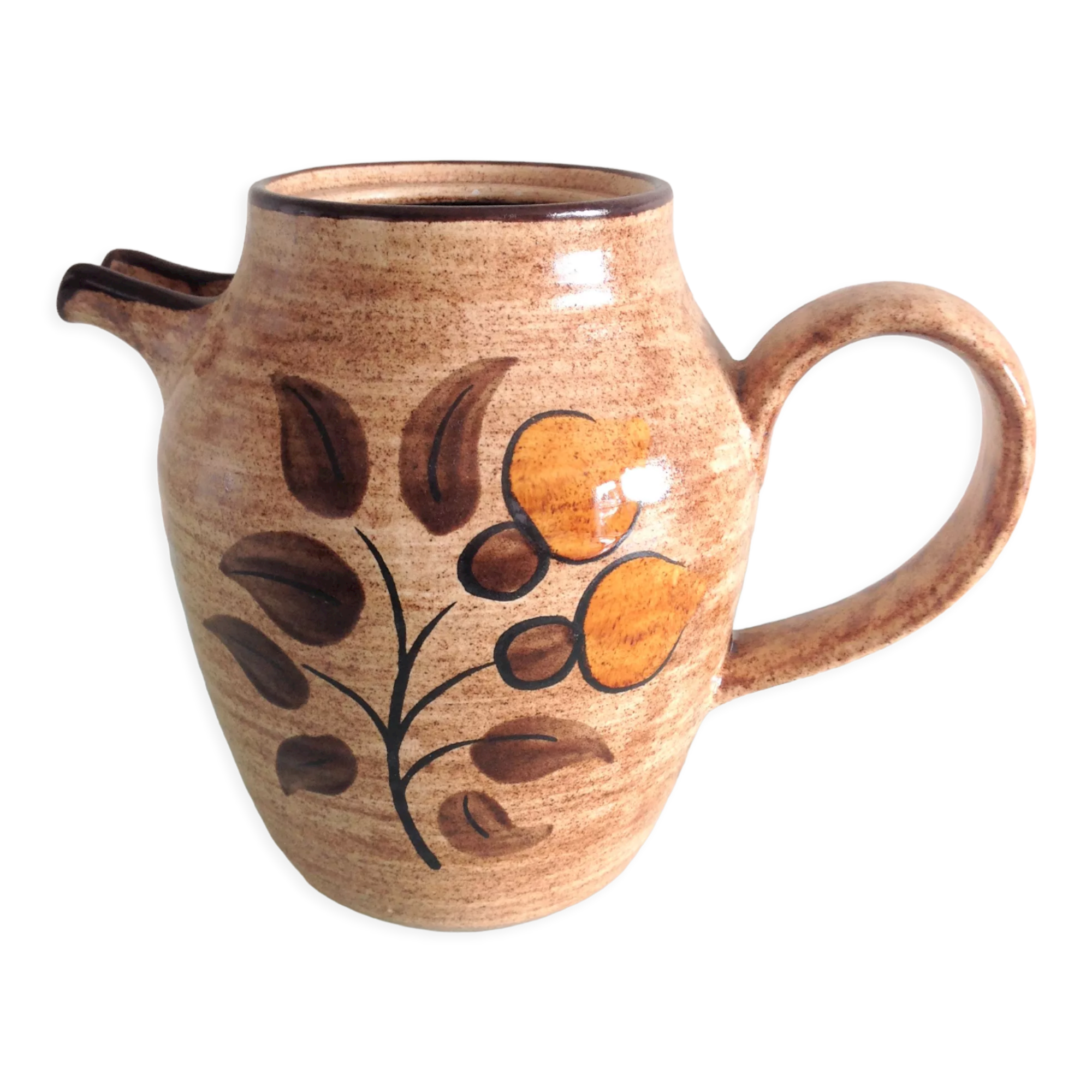 Beige pitcher in glazed ceramic from Salins vintage 60s-70s