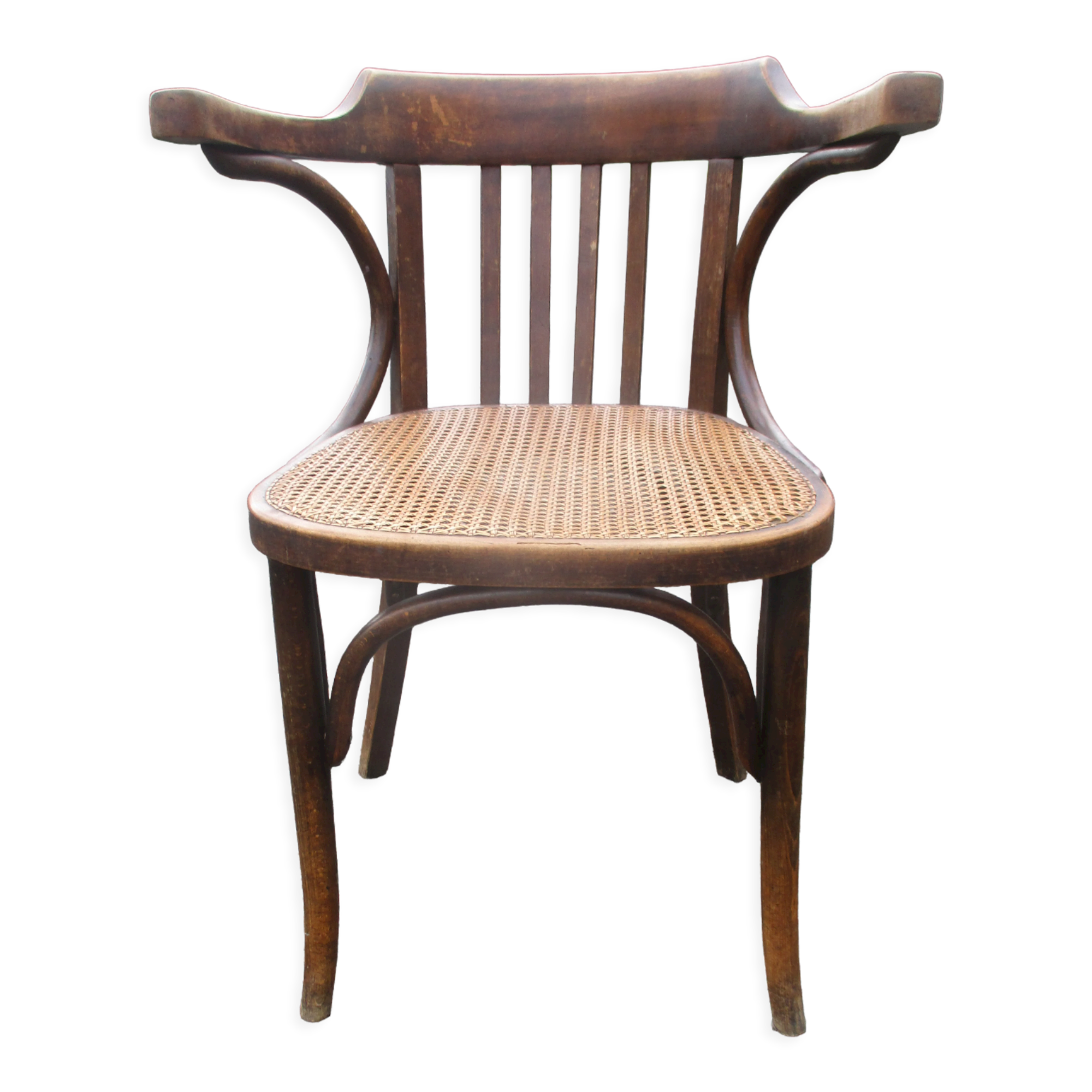 Canned bentwood armchair