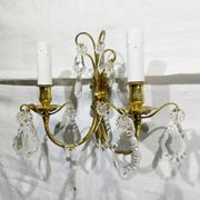 2-light bronze and crystal wall lamp