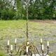 Lustre hollandais en laiton 8 feux années 60 - 85cmx1m23.