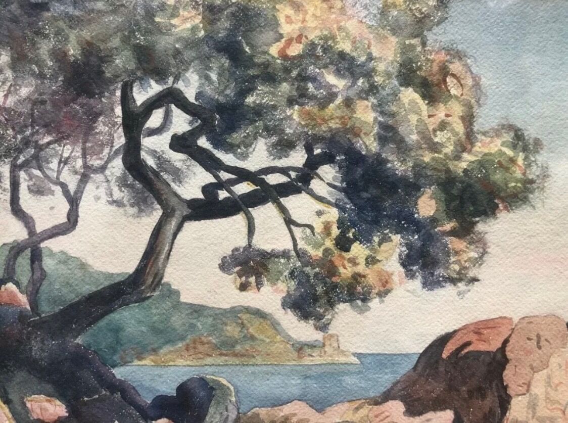Painting painting Saint Tropez watercolor 1926