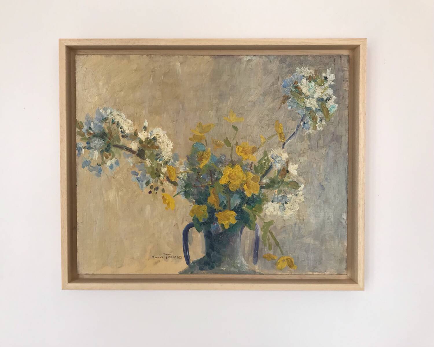 Oil on panel by maurice testard, 1880-1969. bouquet