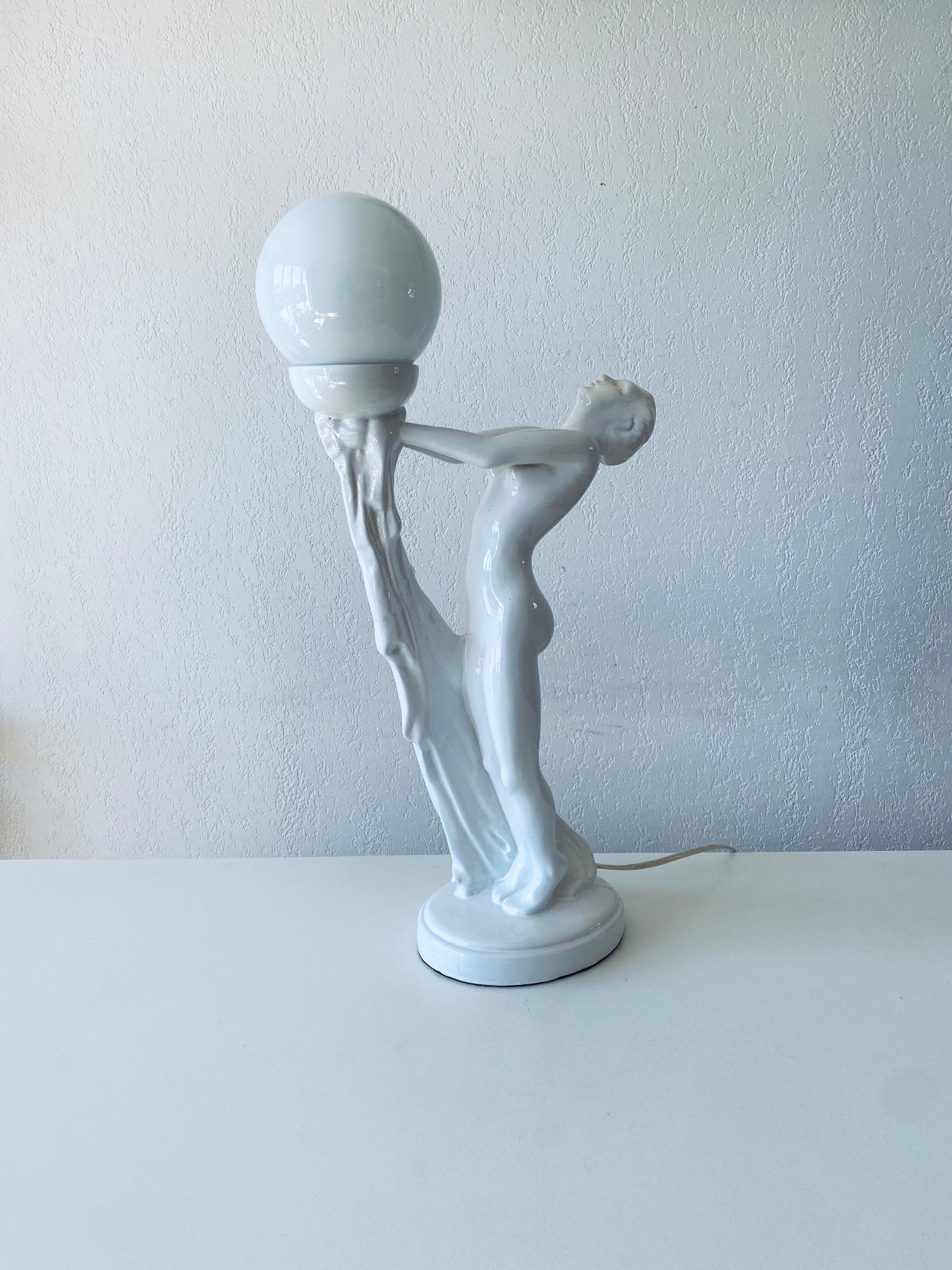 Ceramic naked dancer lamp