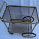 Serving wheels in gold metal & glass vintage 1960