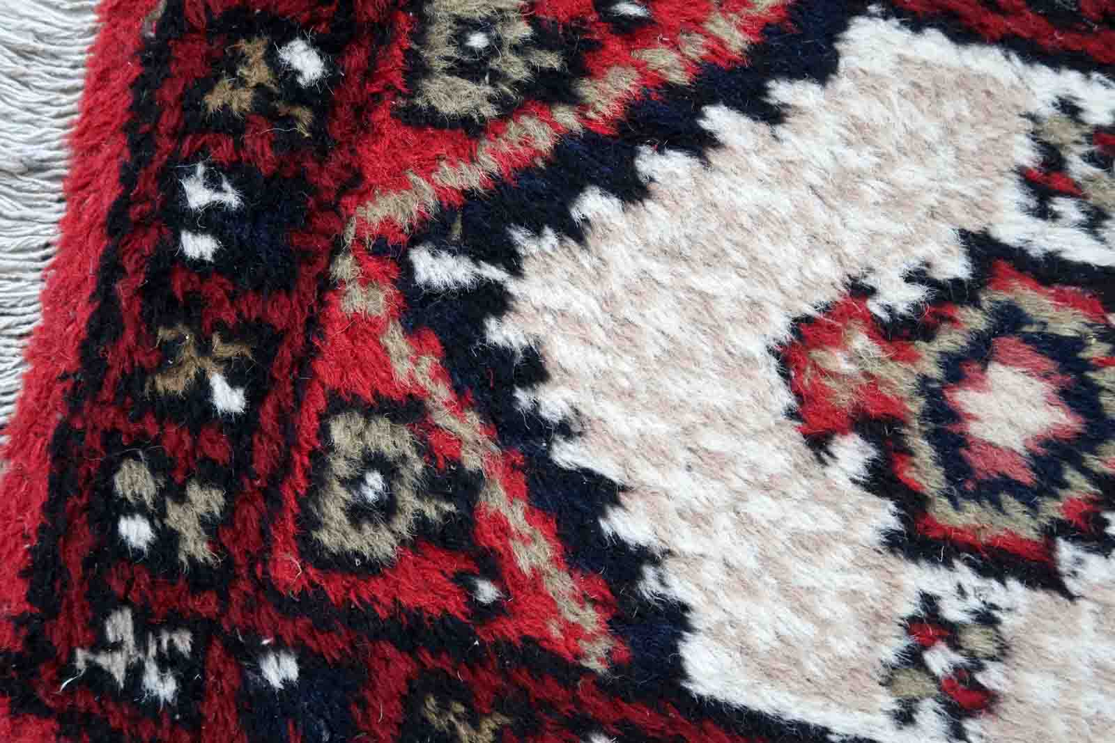 Vintage Persian carpet Hamadan handmade 40cm x 59cm 1970s