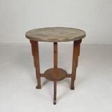 Table Art Déco avec plateau en laiton, Amsterdam School, années 1930