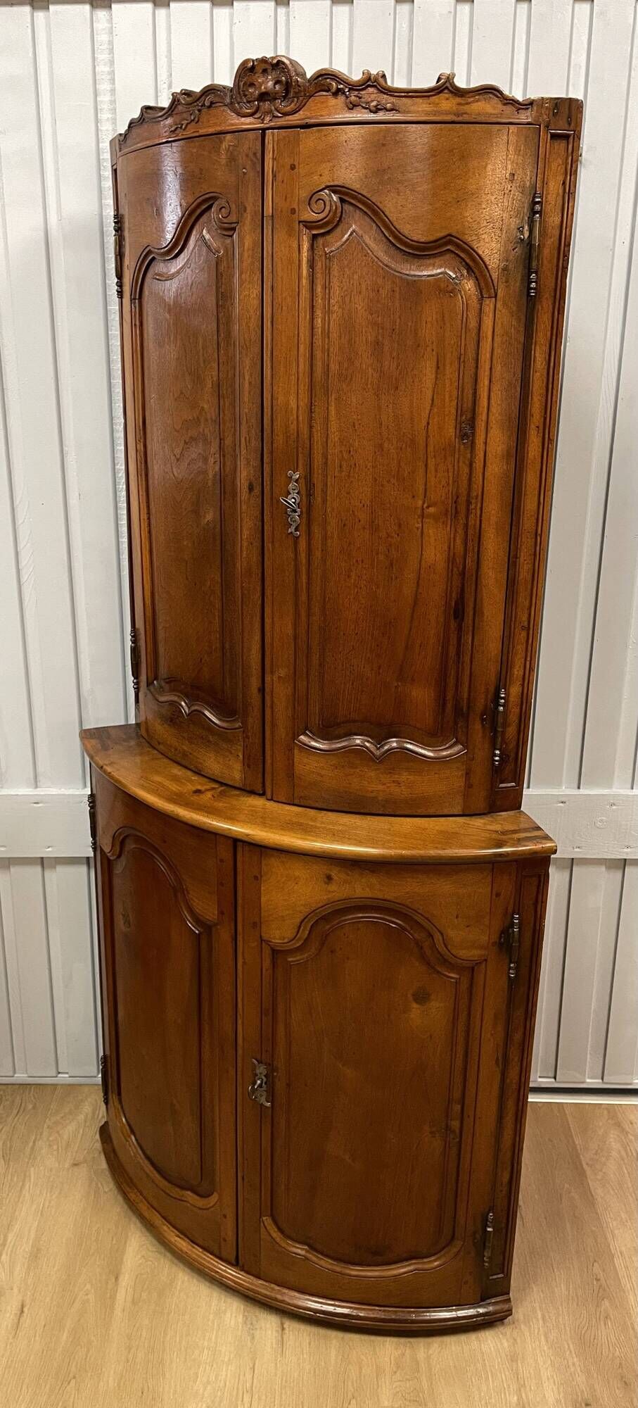 Double Body Corner Cabinet in Walnut from the end of the 19th century