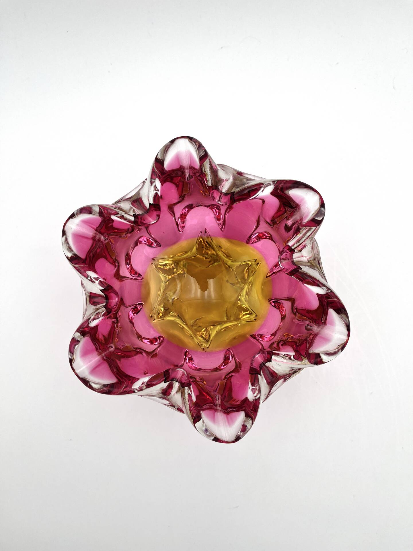 Bowl Ashtray Josef Hospodka Chribska Sommerso Rose 14cm 1.78kg