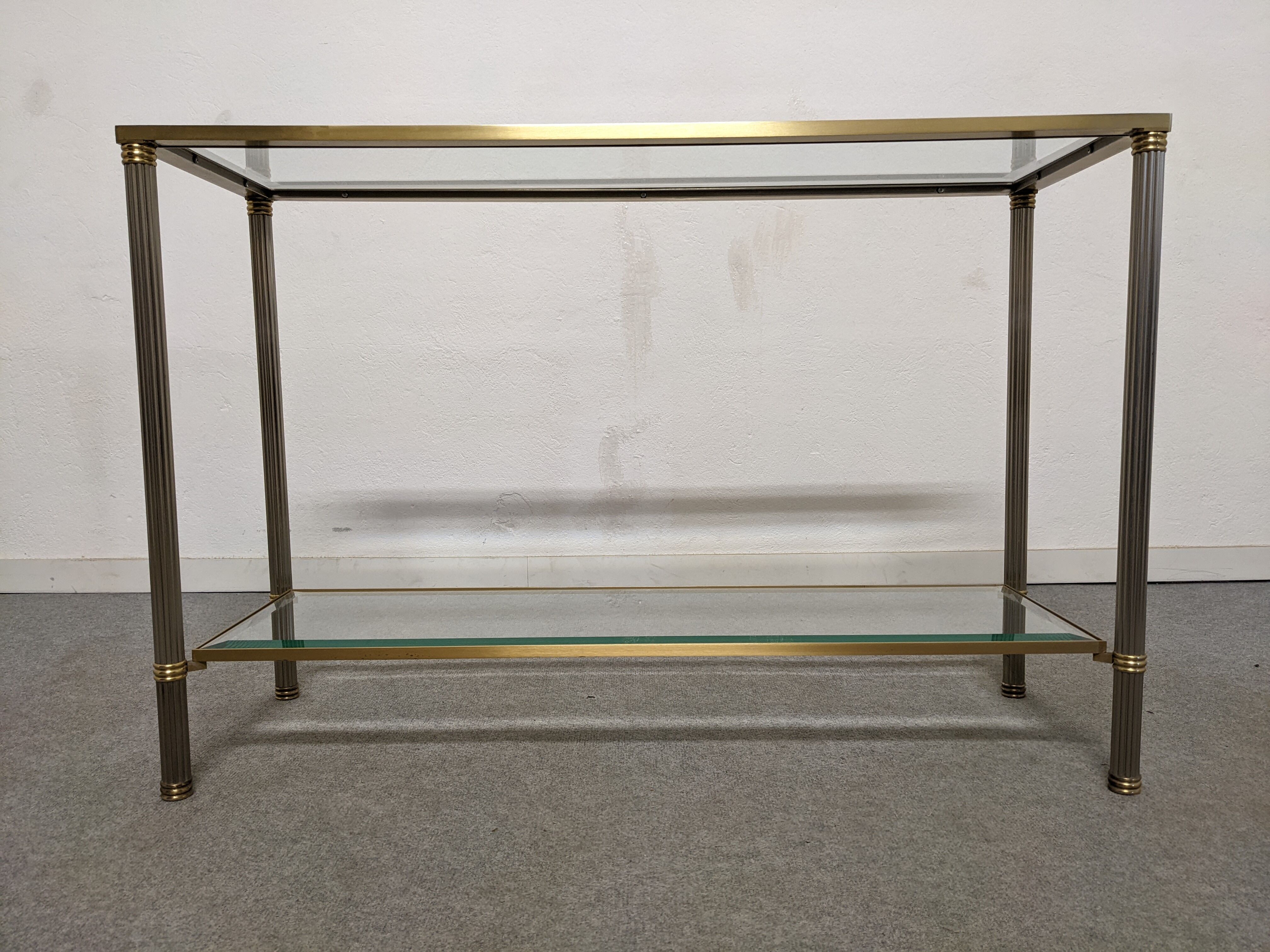 Glass and brass console from the 70s