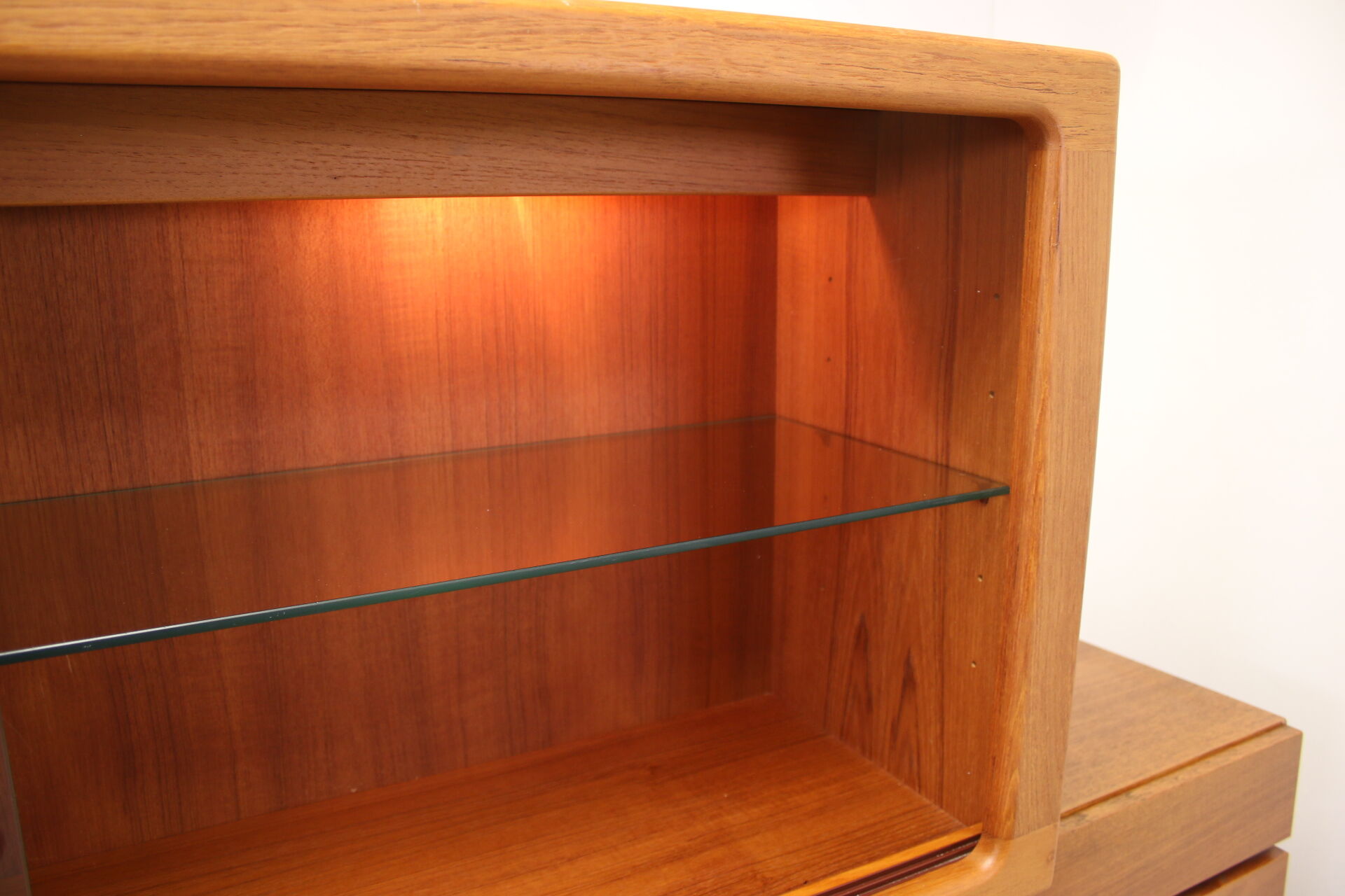 johannes Andersen teak lighted display cabine For Silkeborg Denmark