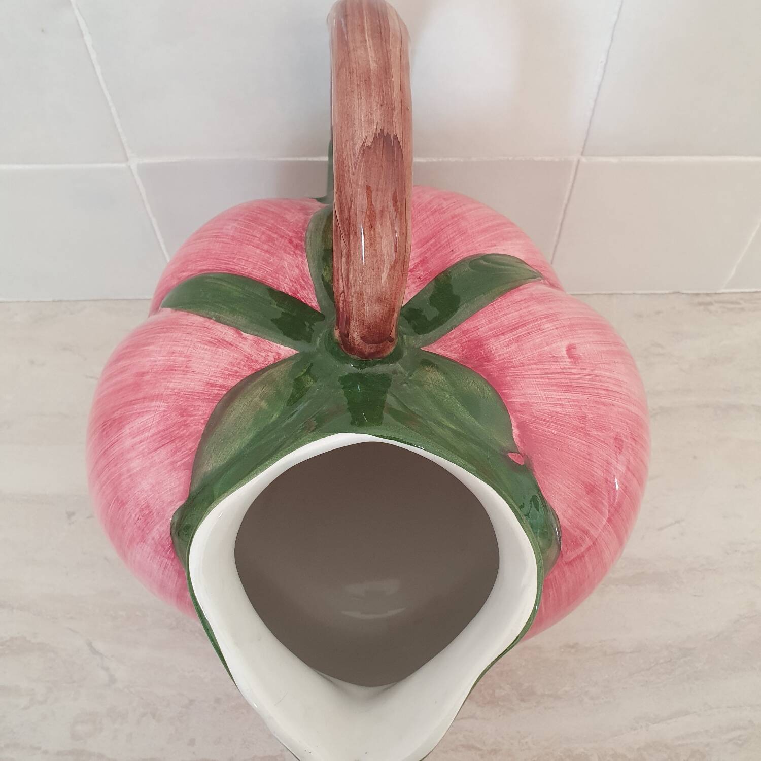 Pichet en céramique forme Pêche ou Tomate / rose