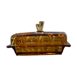 Amber glass butter dish