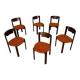 Set of 6 Girsberger Scandinavian style chairs from the 70s, vintage, solid wood, original fabric