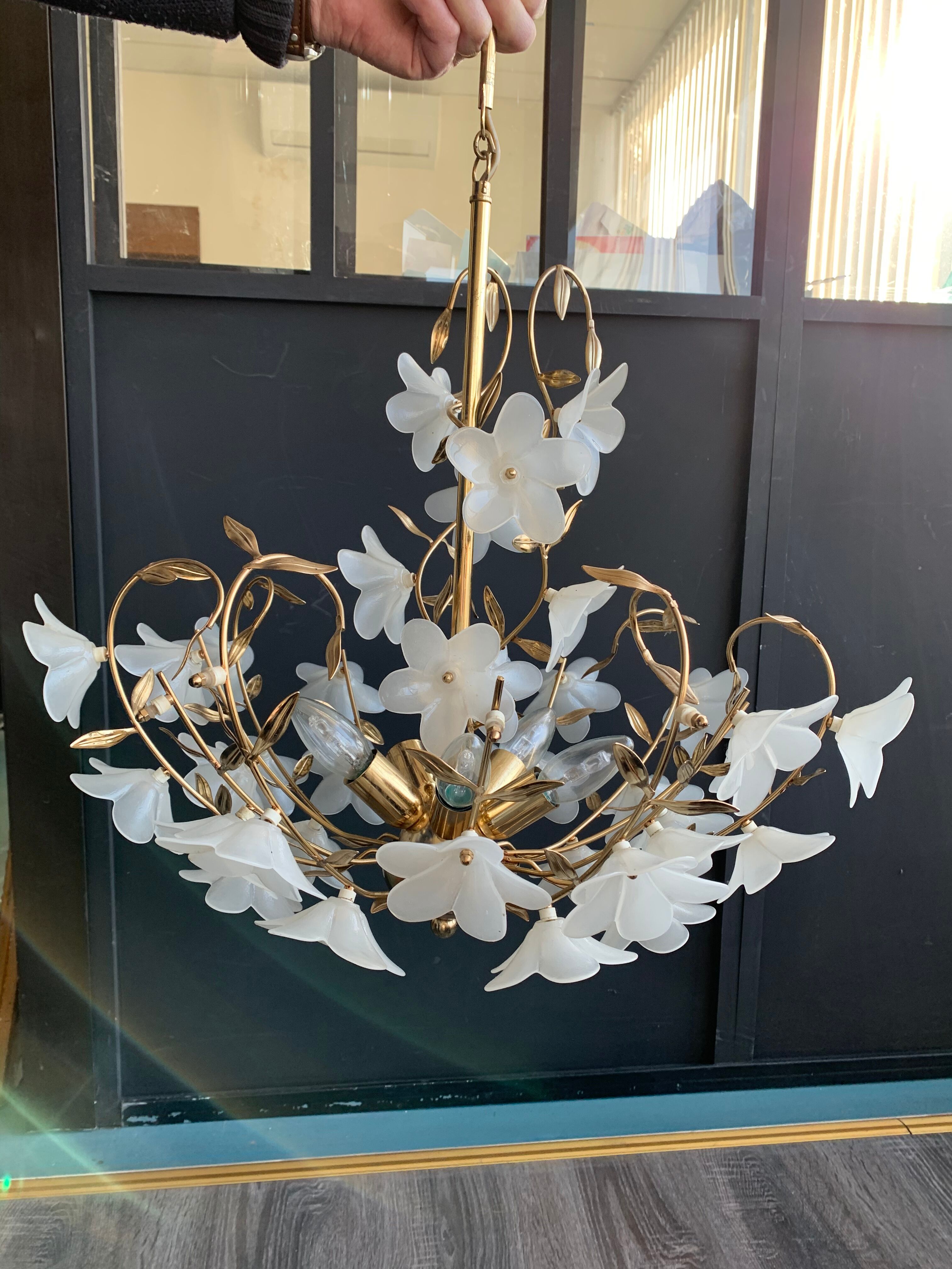 Vintage Murano glass flower chandelier