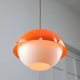 Space Age Italian Orange Plexiglass Pendant Lamp, 1970s