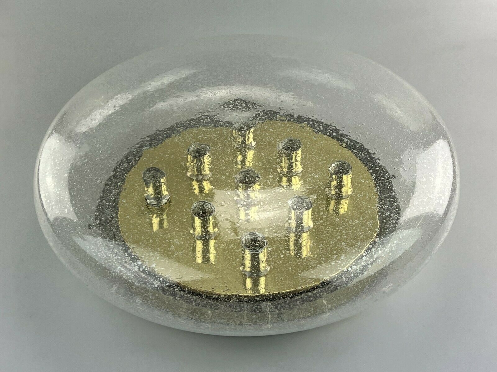 XL 60s 70s Lamp Light Plafoniere Flush Mount Ice Glass Hillebrand 60s