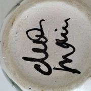 Ceramic soup bowl with blue flower decoration – handmade