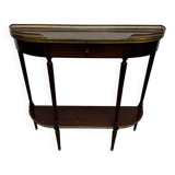 Louis XVI demi-moon console in wood and brass.