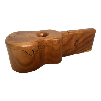 Wooden system box guapinol Jatoba in the shape of a guitar