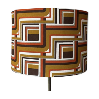 Mustard yellow Jenga lampshade H30 D40 - vintage 70s fabric