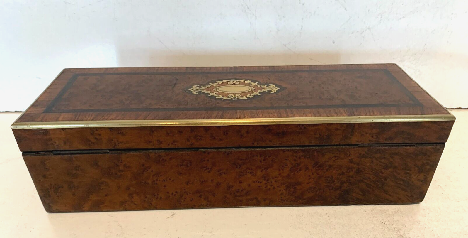 Blackened wooden glove box Napoleon III marquetry Boulle XIX century