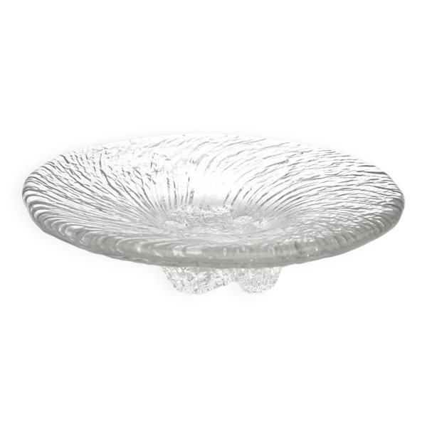 Coupe Tapio Wirkkala Iittala Avanti Cristal Givre Brutaliste 25cm