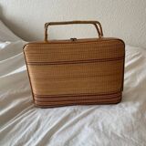 Striped wicker handbag briefcase