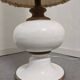 Lampe de sol en grès émaillé blanc et abat-jour en laine, années 60-70