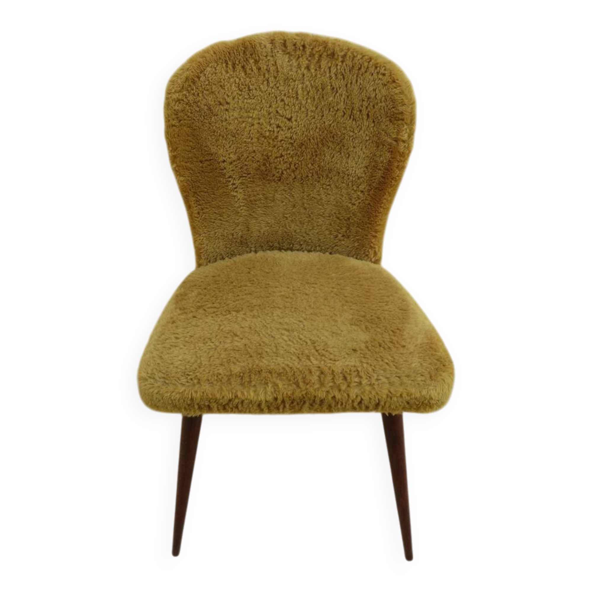 1950s compass foot sheepskin chair covered in sheepskin fabric