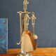 Vintage Brass Fireplace Tools Cat Decor