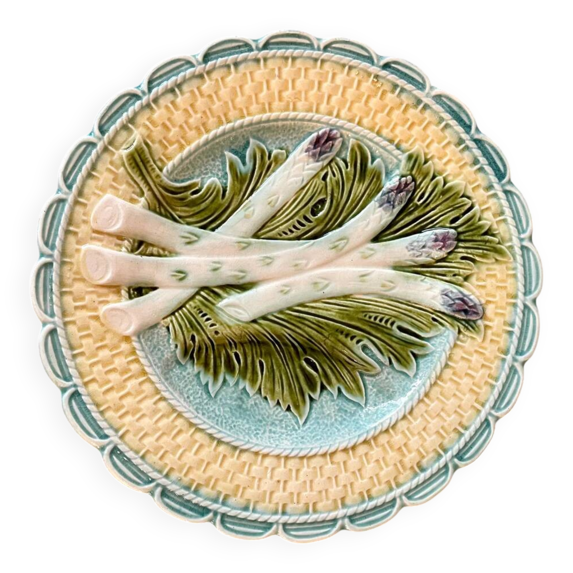 Set of 6 Salins earthenware asparagus plates