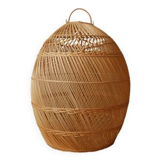 Suspension in natural wicker rattan vintage braided bohemian decoration handmade artisanal manufacturing